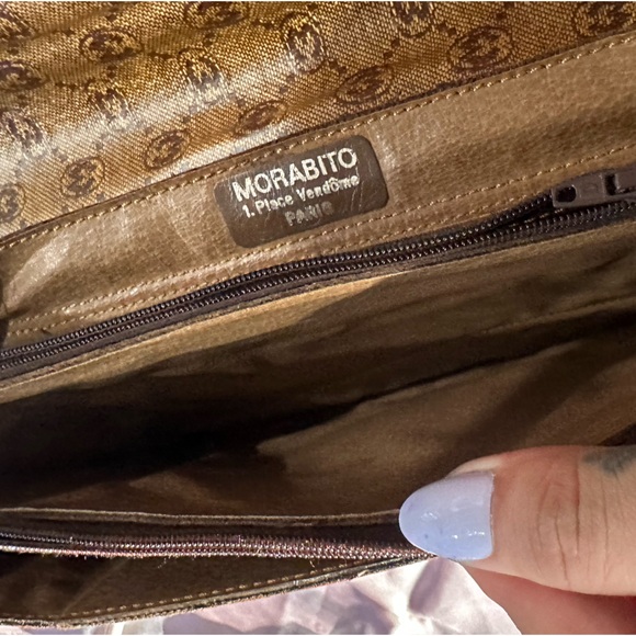 MORABITO Paris Women's Monogram Brown Leather Shoulder Handbag Purse Vintage - Picture 5 of 16